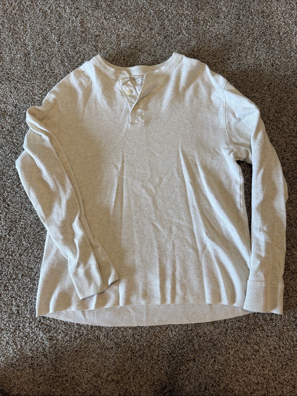 Sonoma Cream Waffle-Knit Henley Long Sleeve